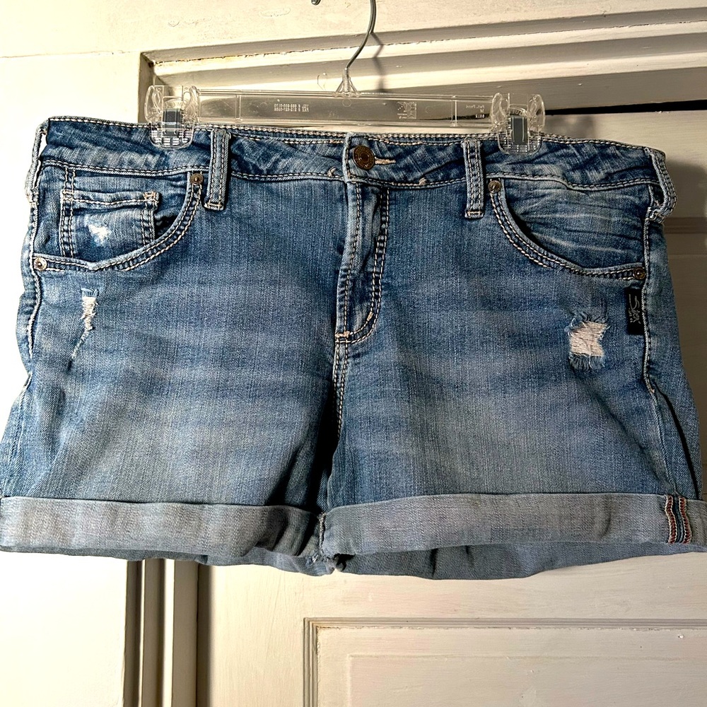 Silver Jeans Light Blue Jean Boyfriend Shorts